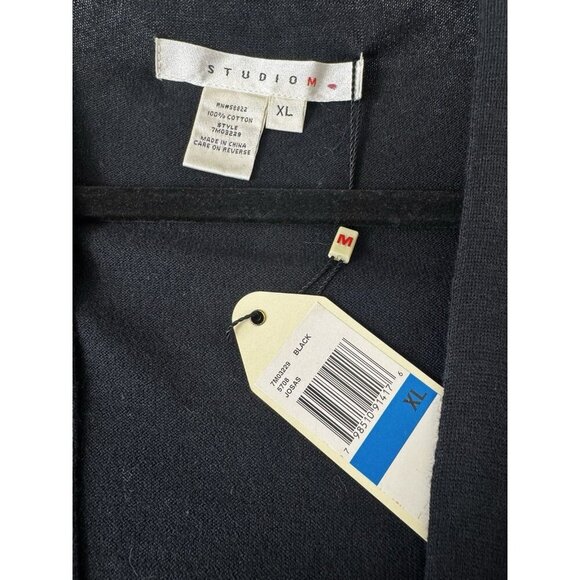 Studio M Black Lightweight Open Front Cardigan XL NWT Minimalist Layering - Picture 4 of 7